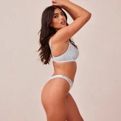 Fleur Balcony Soutien-Gorge et String Ensemble - Bleu