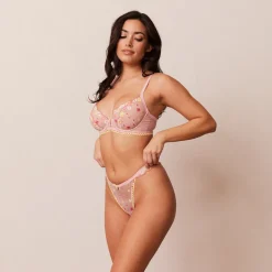 Fleur Balcony Soutien-Gorge et String Ensemble - Rose