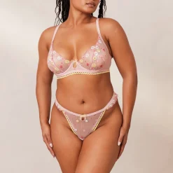 Fleur Balcony Soutien-Gorge et String Ensemble - Rose