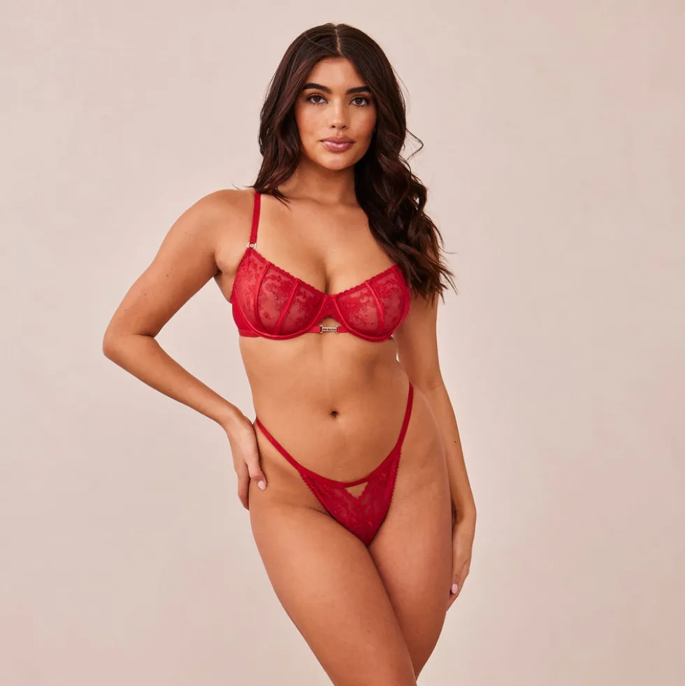 Flirt Balcony Soutien-Gorge et G-string/Culotte Ensemble - Bordeaux