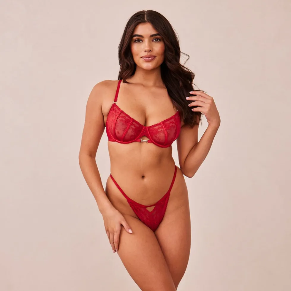 Flirt Balcony Soutien-Gorge et G-string/Culotte Ensemble - Bordeaux