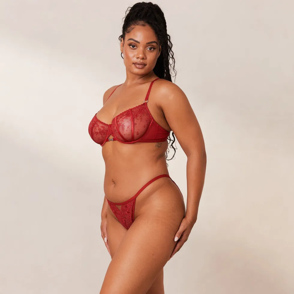 Flirt Balcony Soutien-Gorge et G-string/Culotte Ensemble - Bordeaux