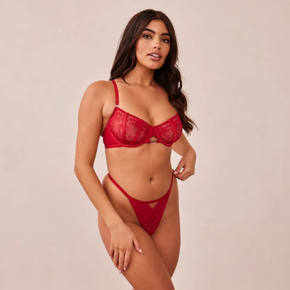 Flirt Balcony Soutien-Gorge et G-string/Culotte Ensemble - Bordeaux
