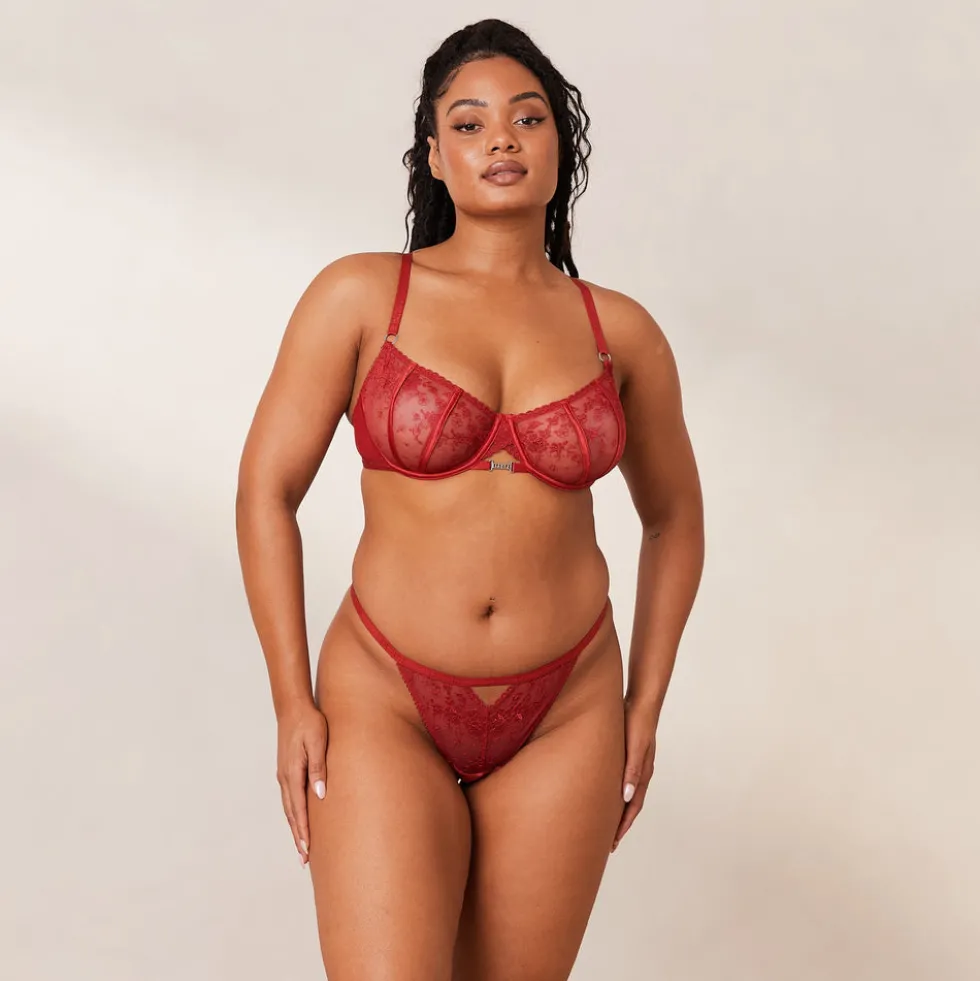Flirt Balcony Soutien-Gorge et G-string/Culotte Ensemble - Bordeaux