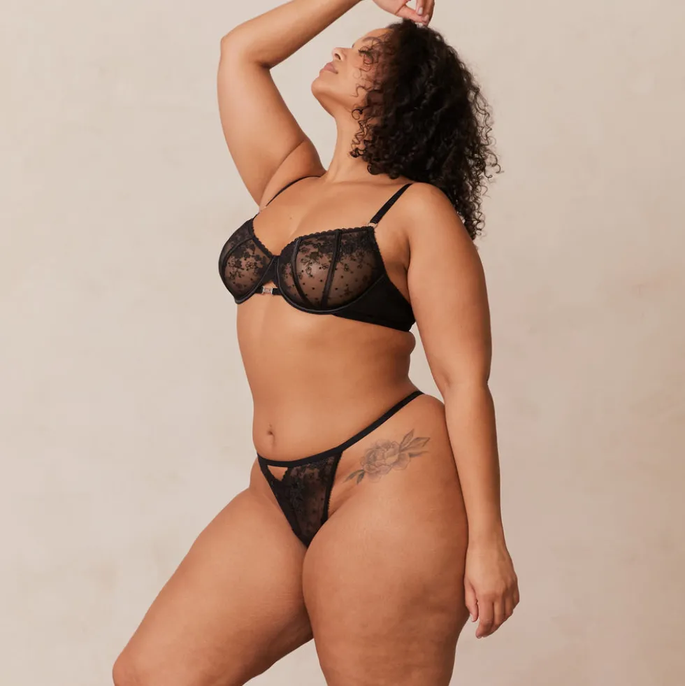 Flirt Balcony Soutien-Gorge et G-string/Culotte Ensemble - Noir