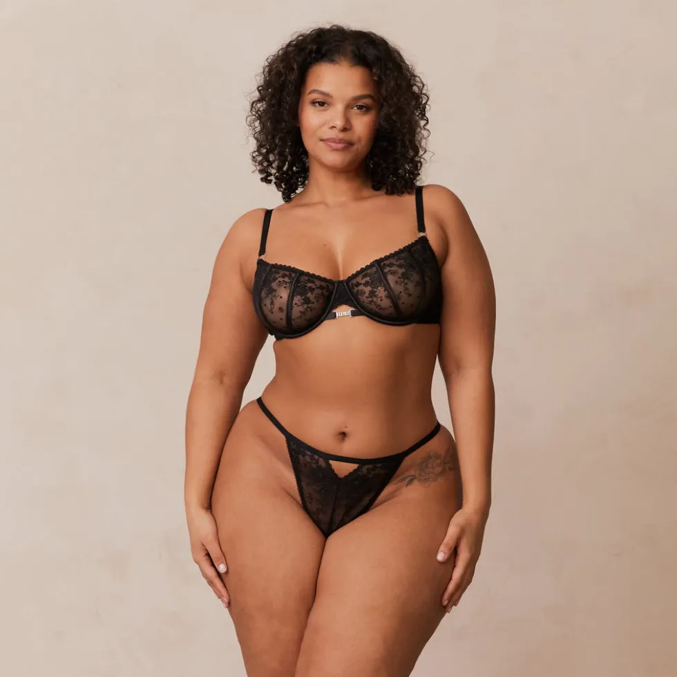Flirt Balcony Soutien-Gorge et G-string/Culotte Ensemble - Noir