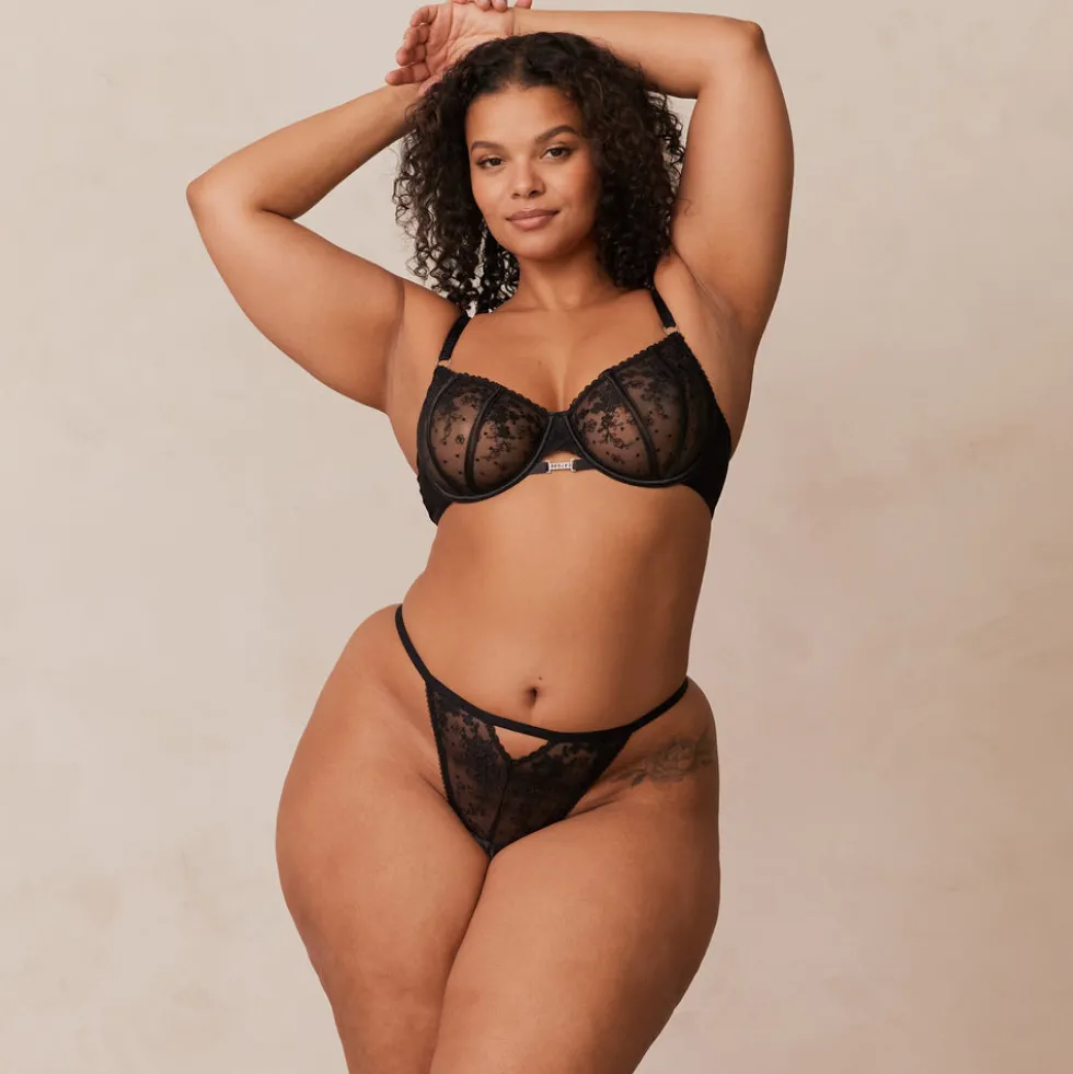 Flirt Balcony Soutien-Gorge et G-string/Culotte Ensemble - Noir