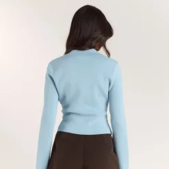 Gilet en Maille Côletée - Bleu Clair