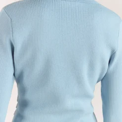 Gilet en Maille Côletée - Bleu Clair