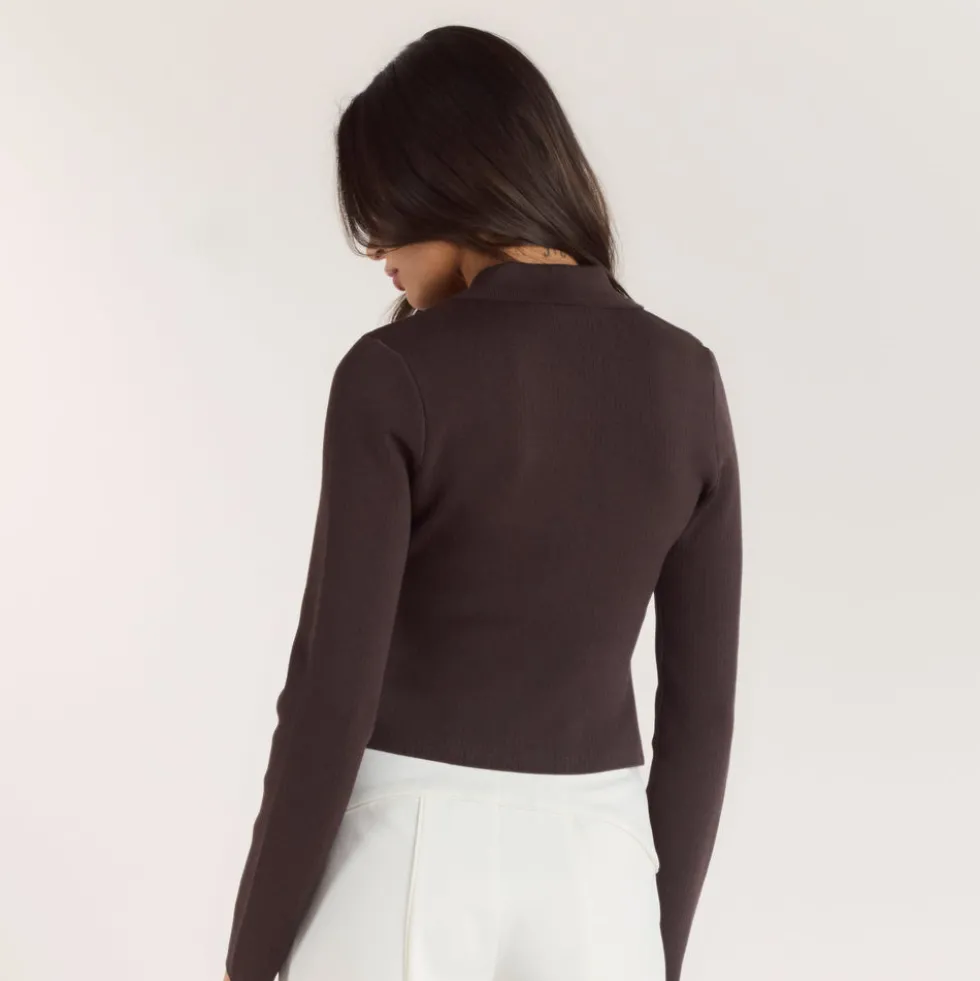 Gilet en Maille Côletée - Chocolat