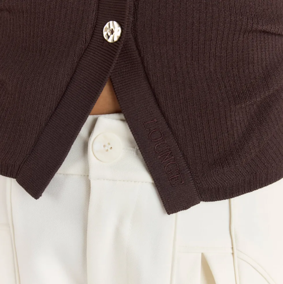 Gilet en Maille Côletée - Chocolat