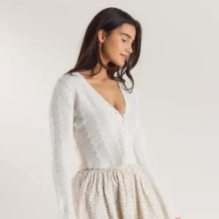 Gilet à Manches Larges - Crème