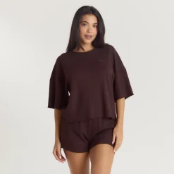 Haut de Pyjama Soft Waffle - Chocolat Noir