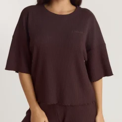 Haut de Pyjama Soft Waffle - Chocolat Noir