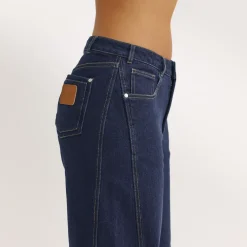 Jean Large à Taille Basse - Indigo