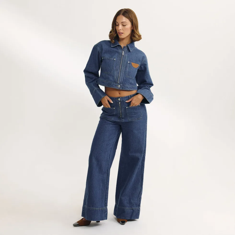 Jean Large Taille Haute - Bleu
