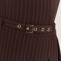 Jupe-Short Plissée - Rayures Marron
