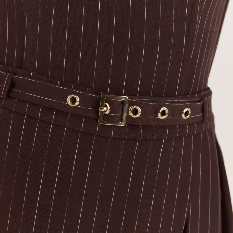 Jupe-Short Plissée - Rayures Marron