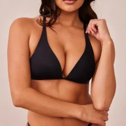 Light Plunge Soutien-Gorge T-Shirt Sans Armatures et String/Culotte Ensemble - Noir