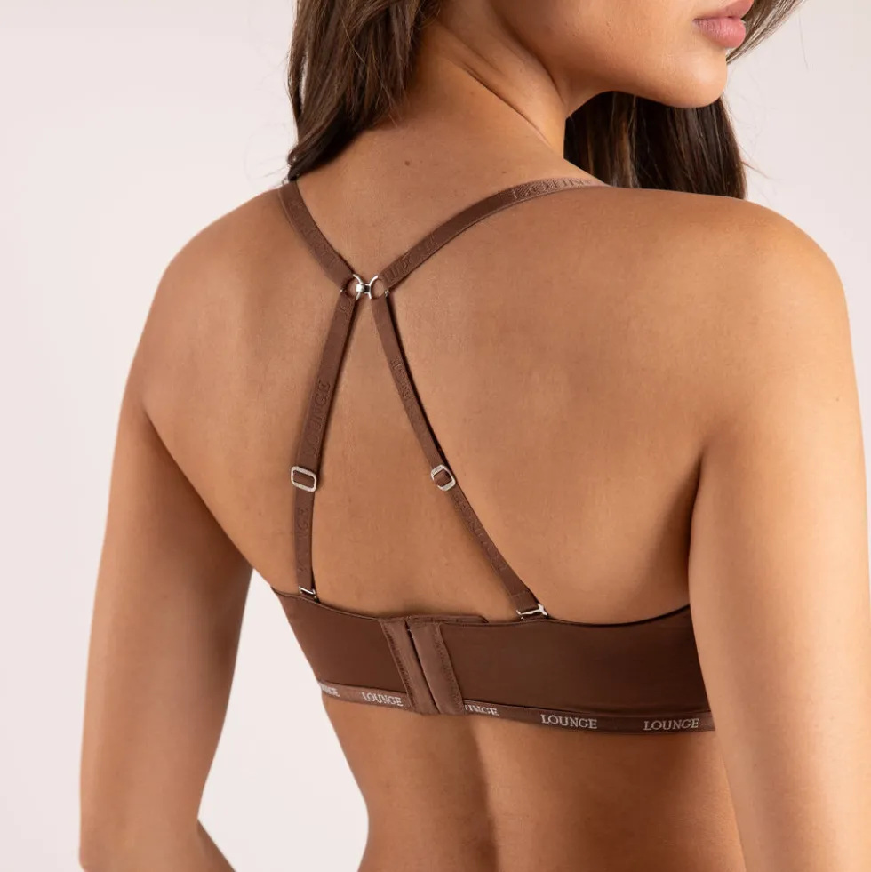 Luxury Soutien-Gorge T-Shirt Sans Bretelles et String Ensemble - Noisette