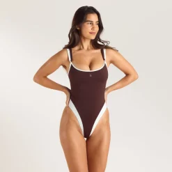 Maillot de Bain High Leg Monaco - Chocolat