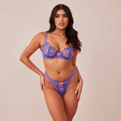 Neon Balcony Soutien-Gorge et String Ensemble - Bleu