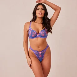 Neon Balcony Soutien-Gorge et String Ensemble - Bleu