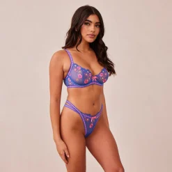 Neon Balcony Soutien-Gorge et String Ensemble - Bleu