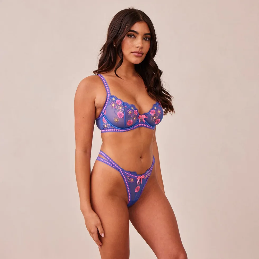 Neon Balcony Soutien-Gorge et String Ensemble - Bleu