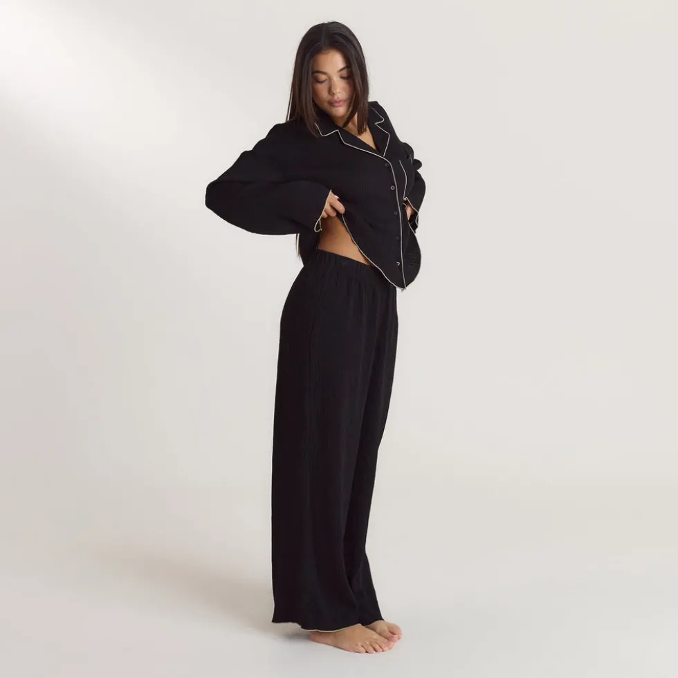 Pantalon de Pyjama Crinkle - Noir