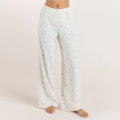 Pantalon de Pyjama Côtelé - Blanc Floral