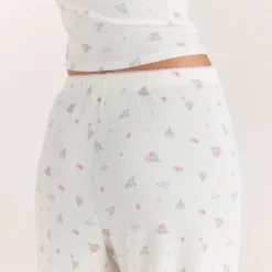 Pantalon de Pyjama Côtelé - Blanc Floral