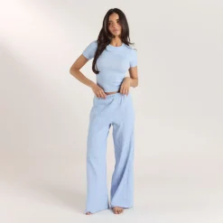 Pantalon de Pyjama en Pointelle - Bleu Floral