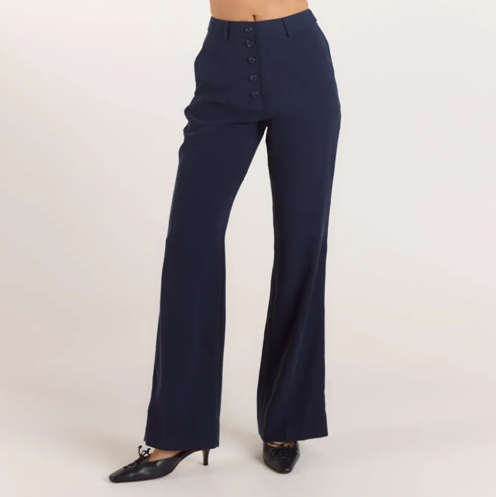 Pantalon Droit Style 90s - Bleu Marine