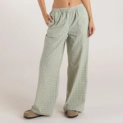 Pantalon en Coton à Carreaux - Vert