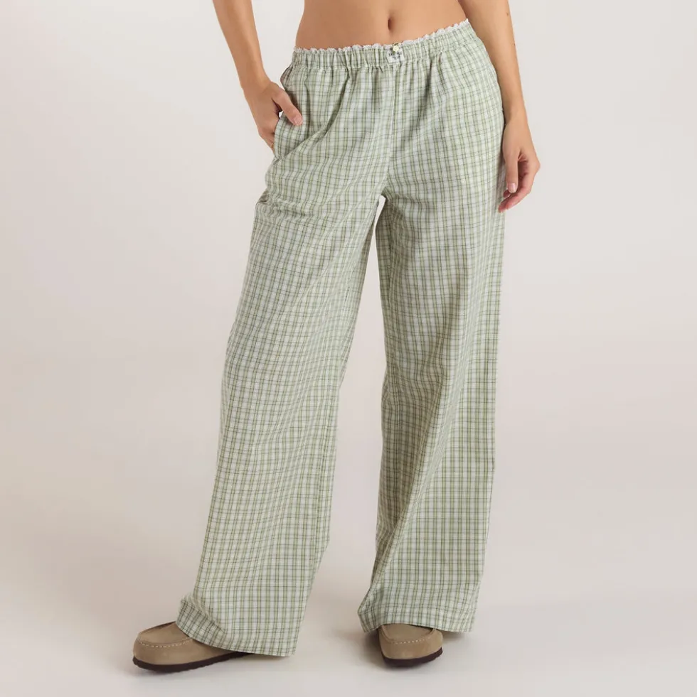 Pantalon en Coton à Carreaux - Vert