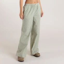 Pantalon en Coton à Carreaux - Vert