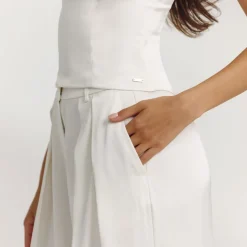 Pantalon Large en Satin - Écru