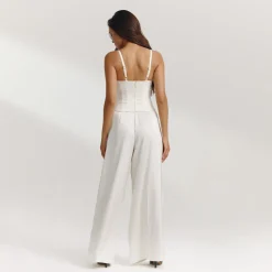 Pantalon Large en Satin - Écru