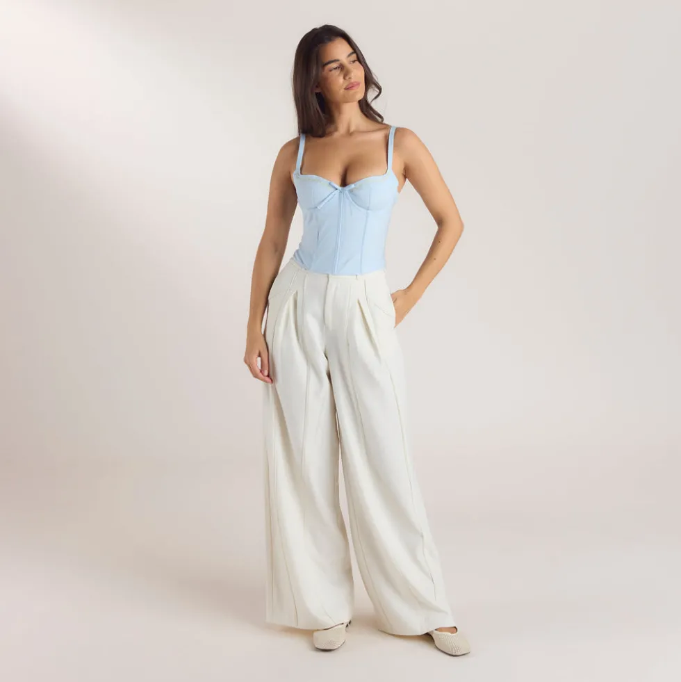 Pantalon Large à Plis - Écru
