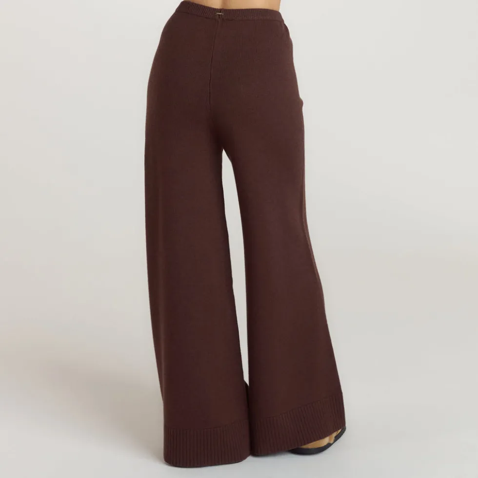 Pantalon à Ourlet en Maille - Chocolat