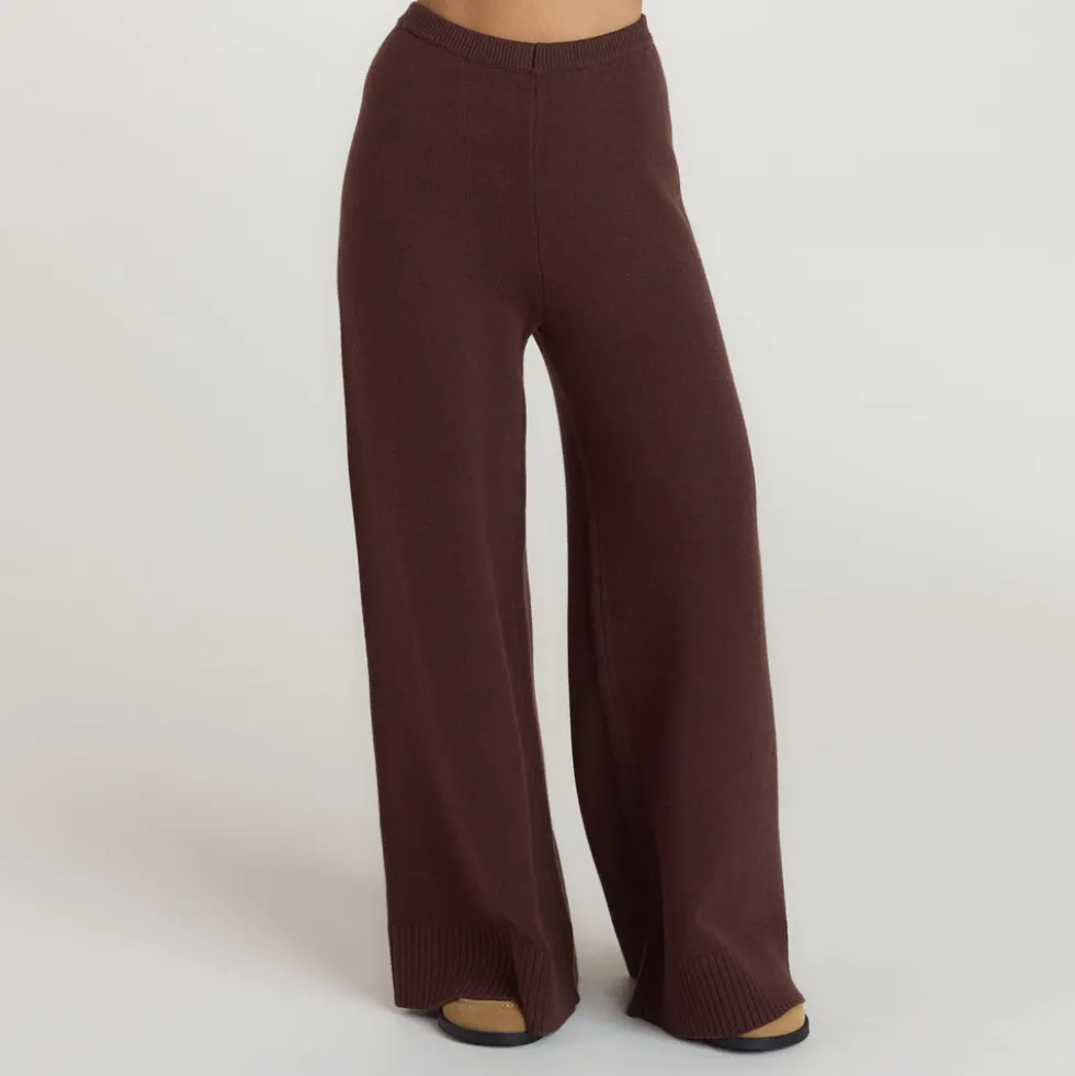 Pantalon à Ourlet en Maille - Chocolat