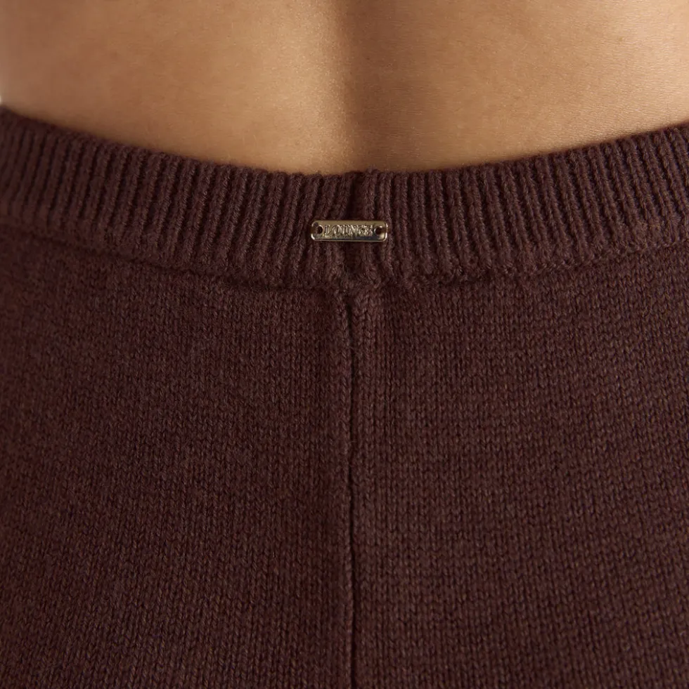 Pantalon à Ourlet en Maille - Chocolat