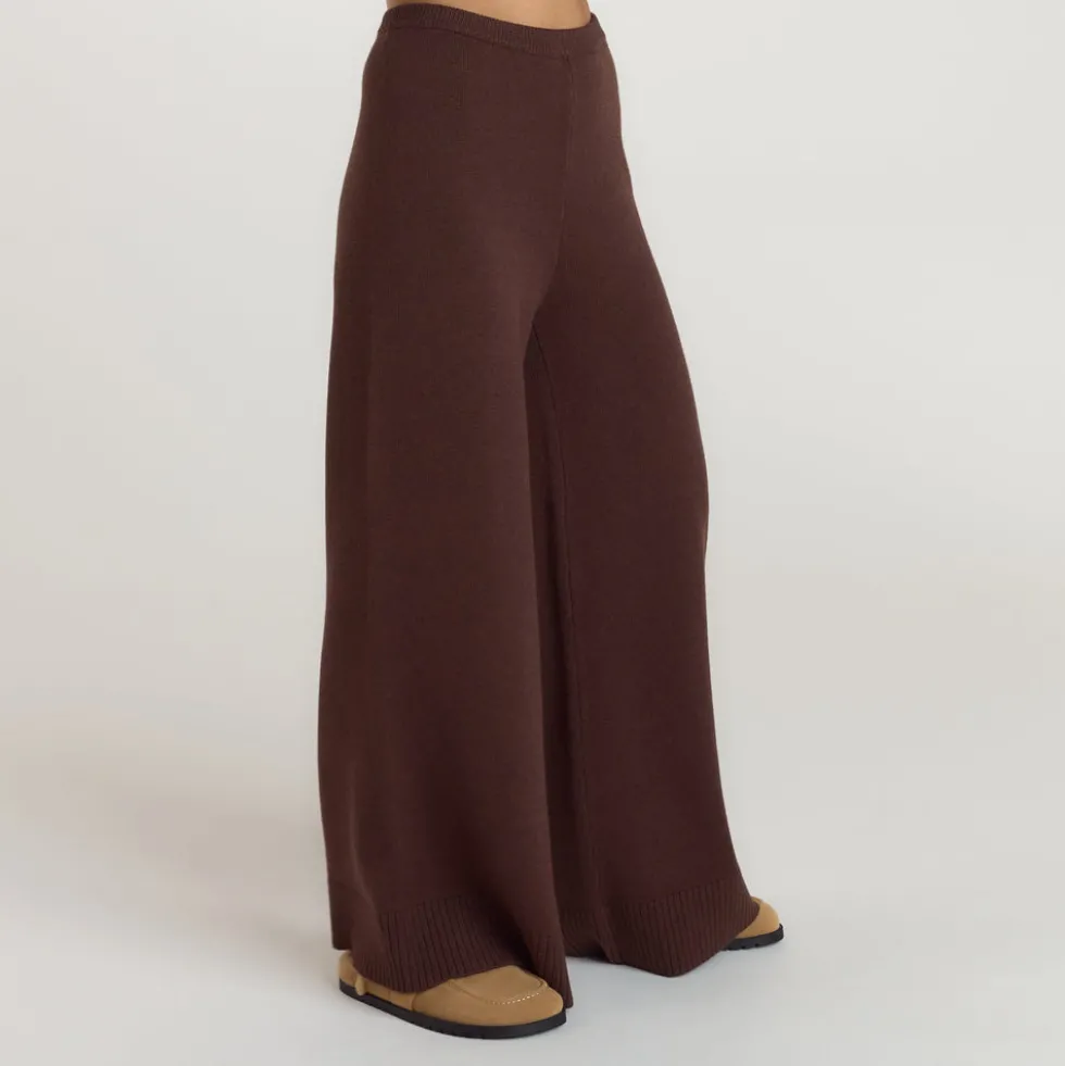 Pantalon à Ourlet en Maille - Chocolat