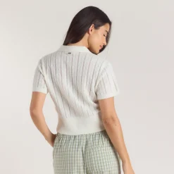 Polo en Maille Transparente - Crème