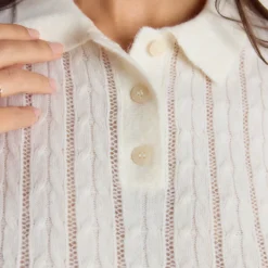 Polo en Maille Transparente - Crème