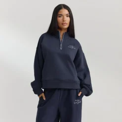Pull avec Quart de Zip - Bleu Foncé