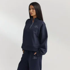 Pull avec Quart de Zip - Bleu Foncé