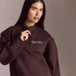 Pull avec Quart de Zip Lounge Living - Chocolat
