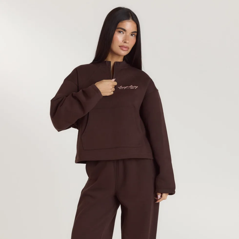 Pull avec Quart de Zip Lounge Living - Chocolat